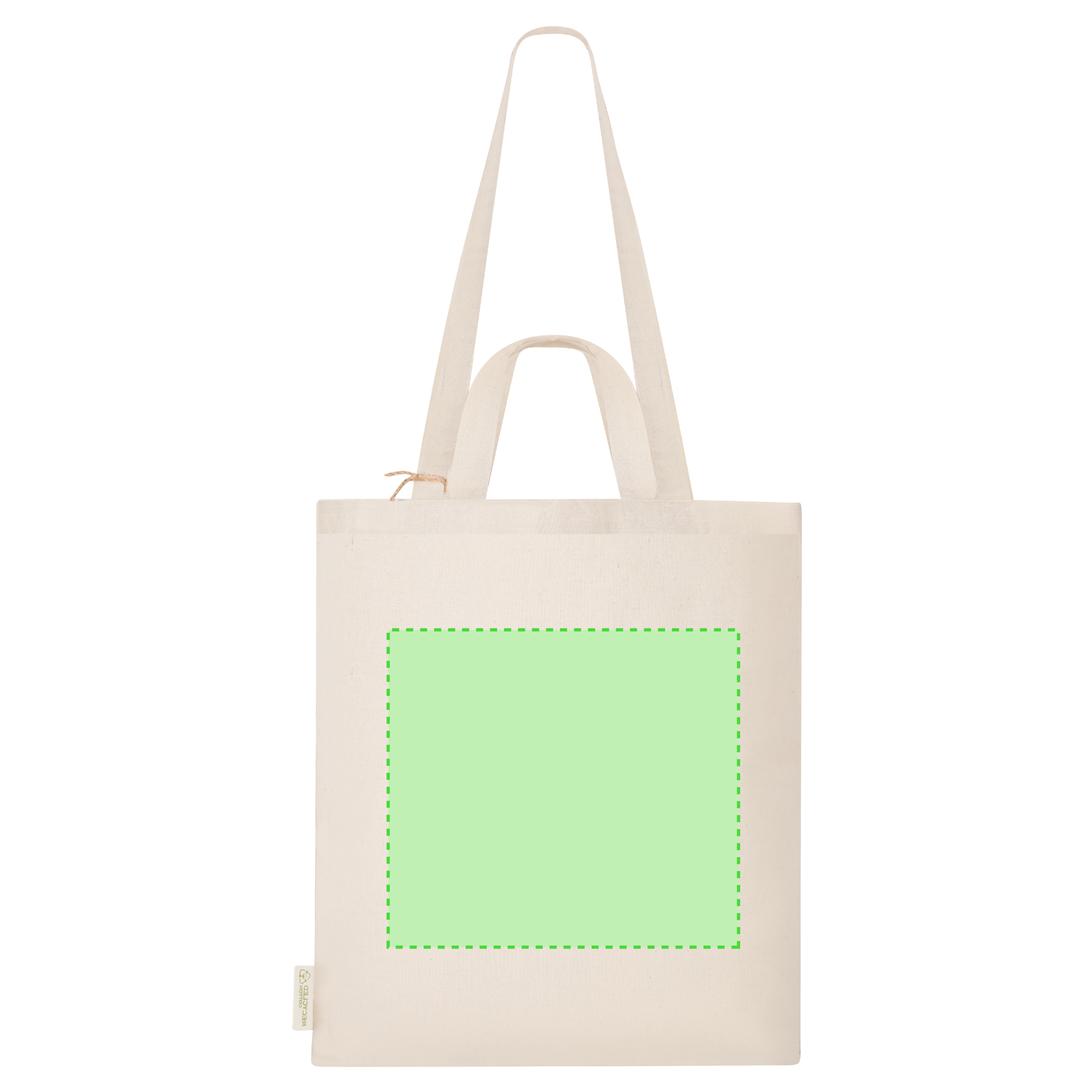 Bolsa de algodón reciclado 140 g/m² con doble asa sin fuelle