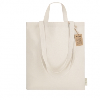 Bolsa de algodón reciclado 140 g/m² con doble asa sin fuelle