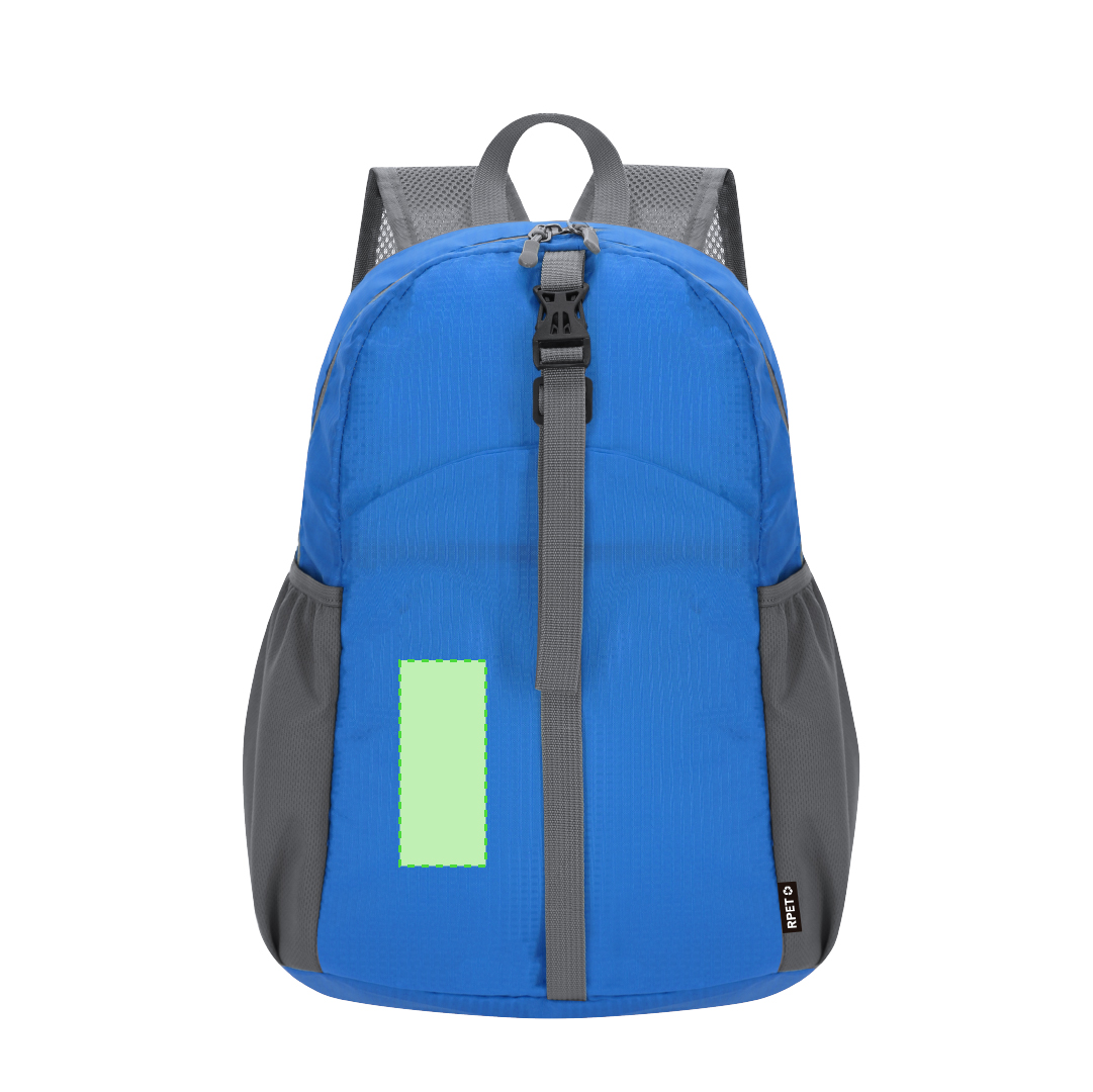 Mochila plegable de Ripstop RPET con doble tirador, bolsillo interior doble función y clip frontal