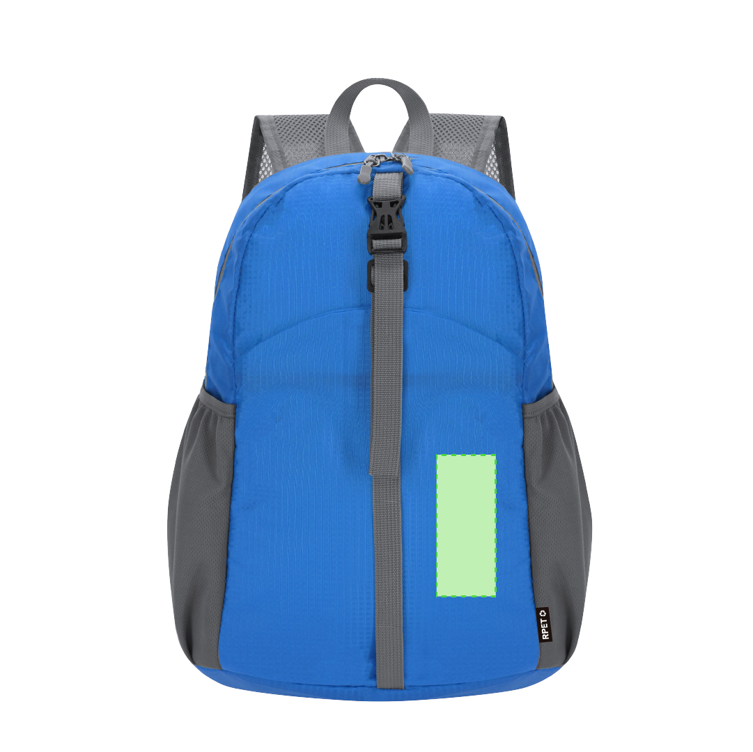 Mochila plegable de Ripstop RPET con doble tirador, bolsillo interior doble función y clip frontal
