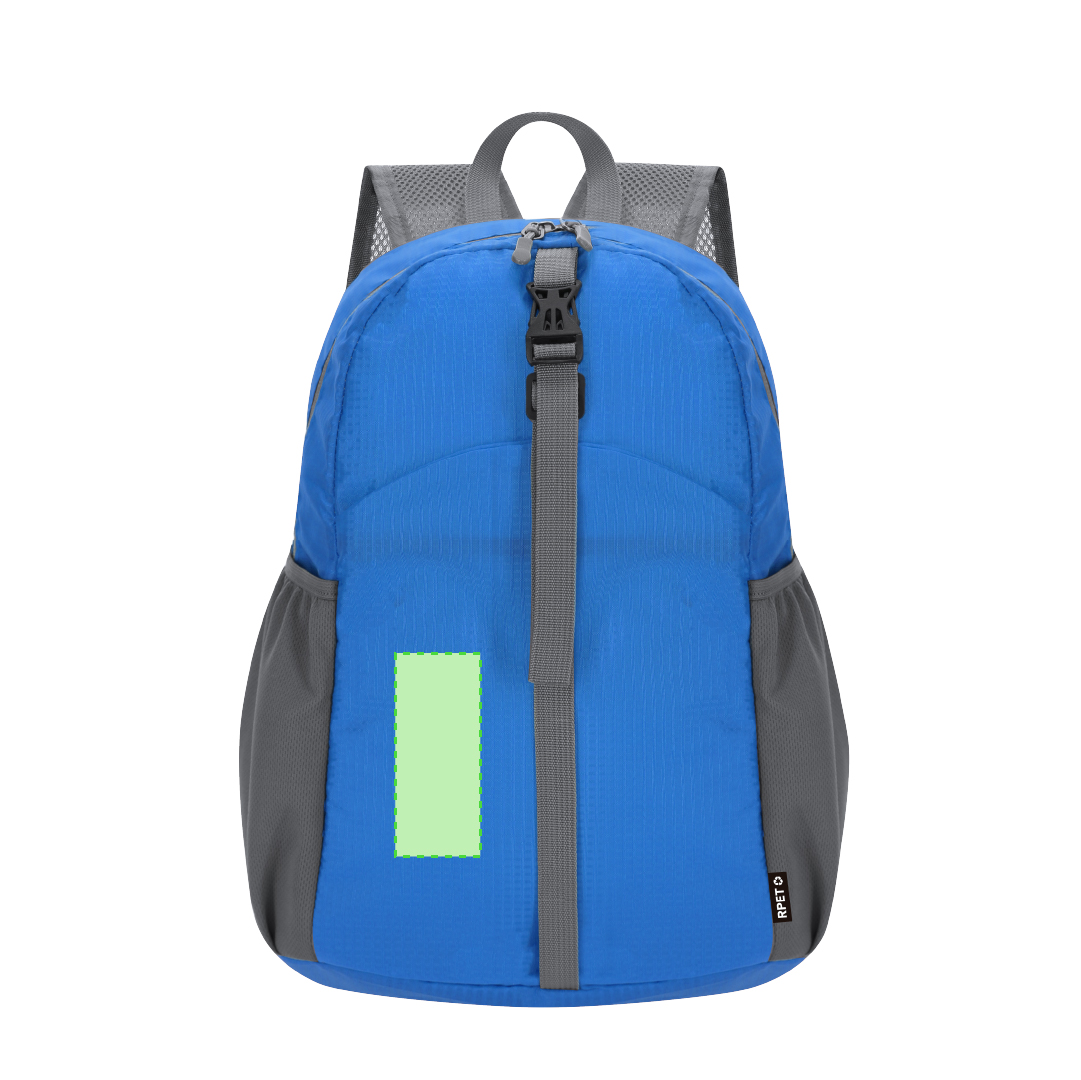 Mochila plegable de Ripstop RPET con doble tirador, bolsillo interior doble función y clip frontal