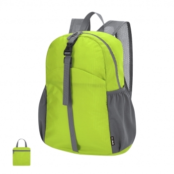 Mochila plegable de Ripstop RPET con doble tirador, bolsillo interior doble función y clip frontal