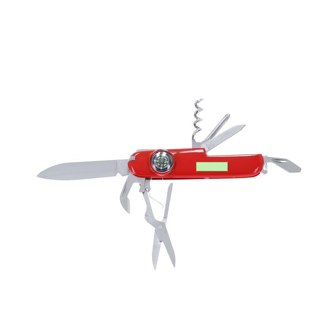 Navaja multiusos de acero inox 10 funciones con brújula, tijeras, lima y destornillador