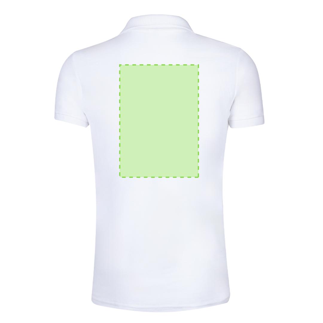 Polo Chaplin adulto blanco — 100% algodón Ring Spun piqué 200 g/m², tapeta 3 botones mate, ribetes y aperturas laterales