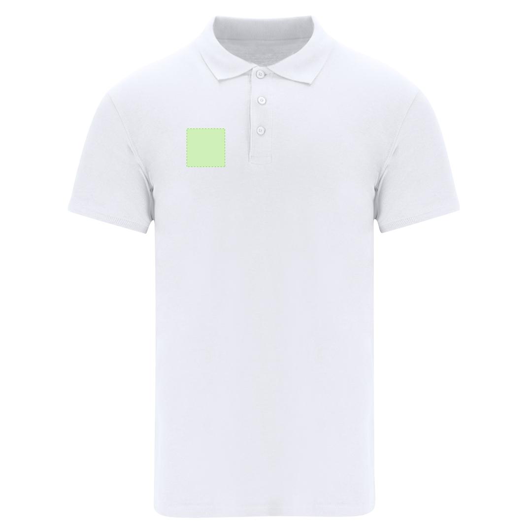 Polo Chaplin adulto blanco — 100% algodón Ring Spun piqué 200 g/m², tapeta 3 botones mate, ribetes y aperturas laterales