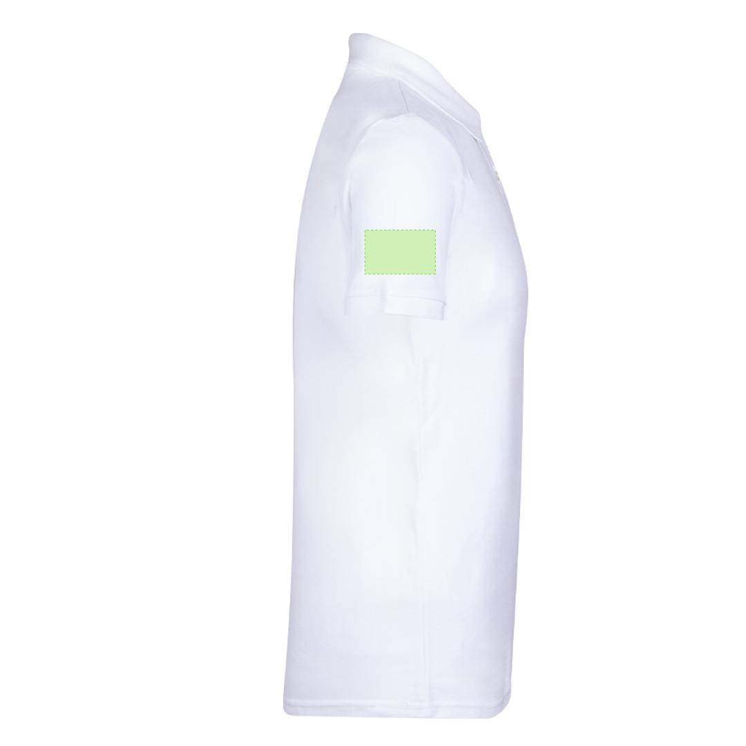 Polo Chaplin adulto blanco — 100% algodón Ring Spun piqué 200 g/m², tapeta 3 botones mate, ribetes y aperturas laterales