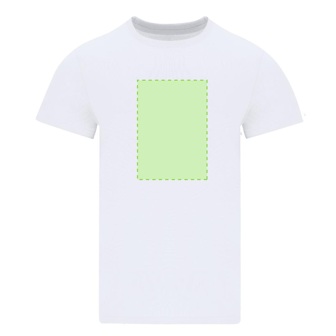Camiseta Stiles adulto blanca — 100% algodón Ring Spun 170 g/m², cuello redondo 4 capas canalé 1x1, costuras laterales y cubrecos