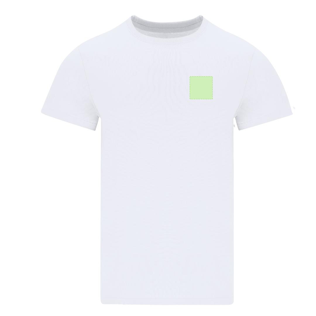 Camiseta Stiles adulto blanca — 100% algodón Ring Spun 170 g/m², cuello redondo 4 capas canalé 1x1, costuras laterales y cubrecos