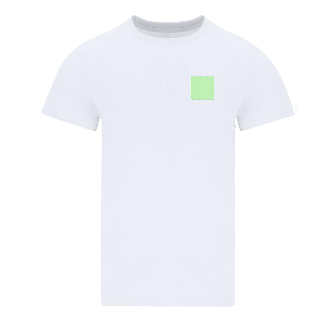 Camiseta Perkins adulto blanca — 100% algodón Ring Spun 190 g/m², tubular con cuello canalé 1x1 con elastano y cubrecosturas
