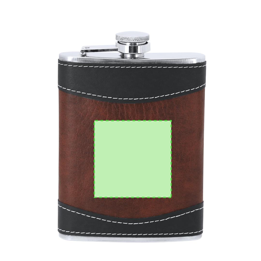 Set petaca de madera diseño tablero ajedrez 220 ml con 3 juegos incluidos