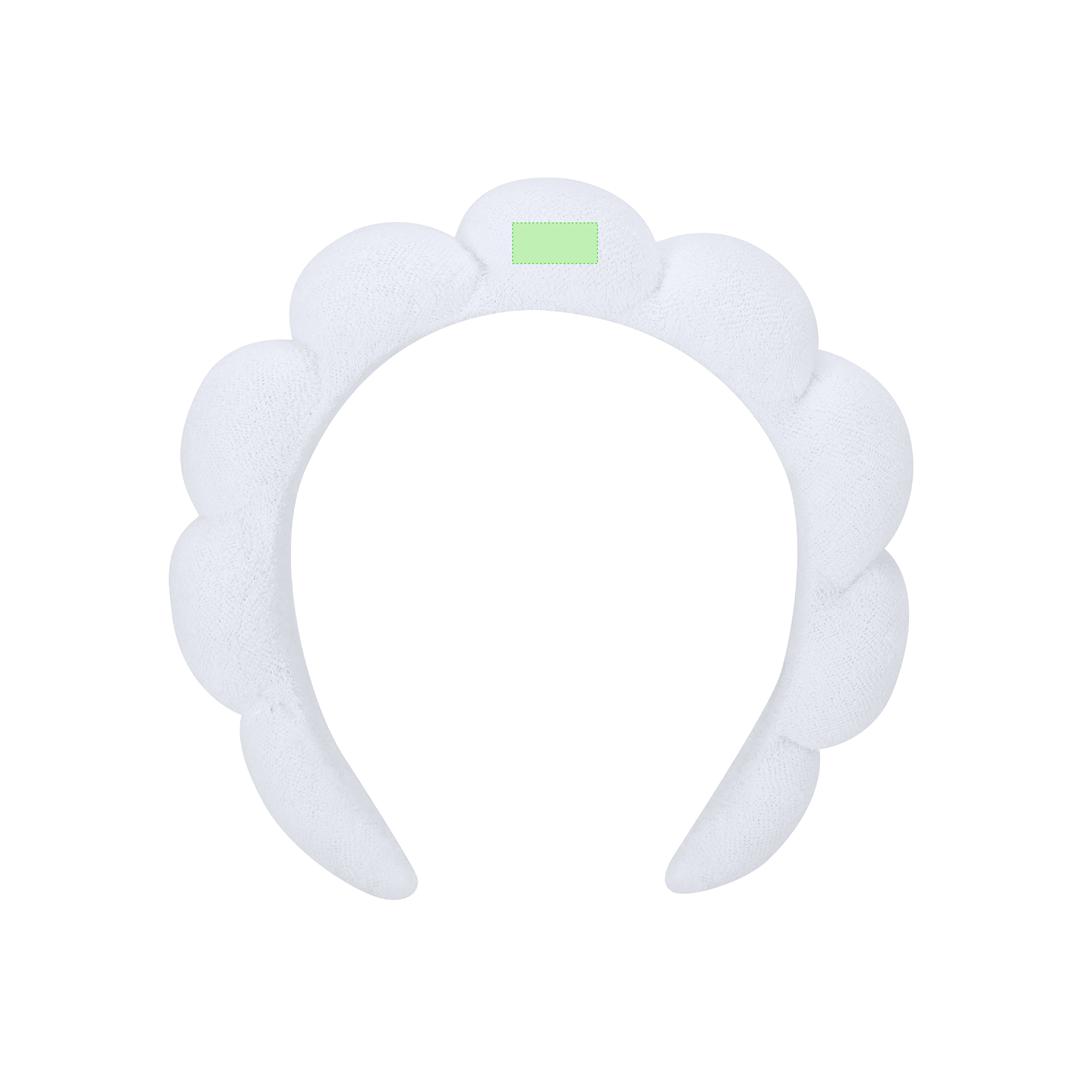 Diadema de poliéster con esponjas acolchadas y tejido de rizos para rutina facial