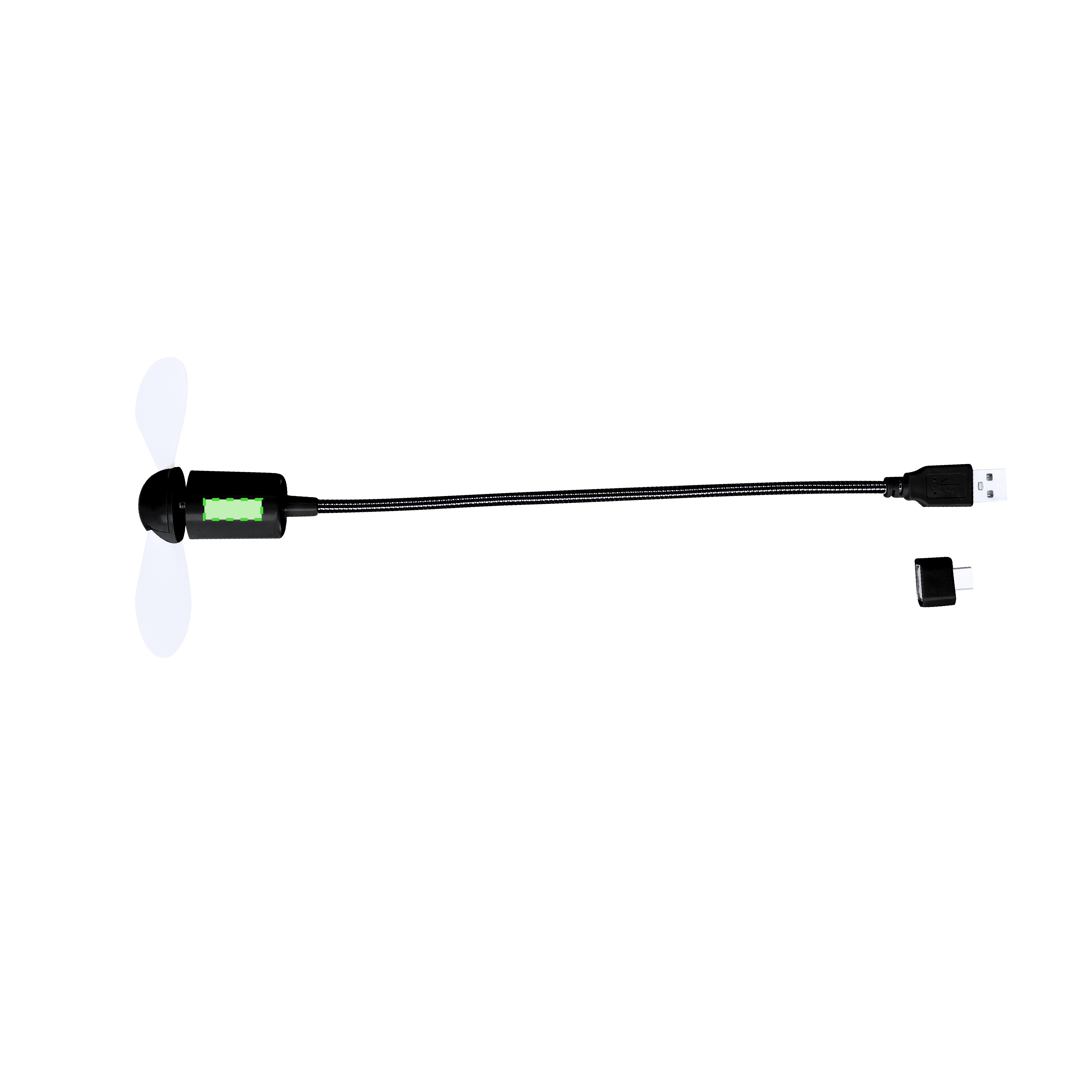 Mini ventilador flexible dual (USB-A y Tipo-C)