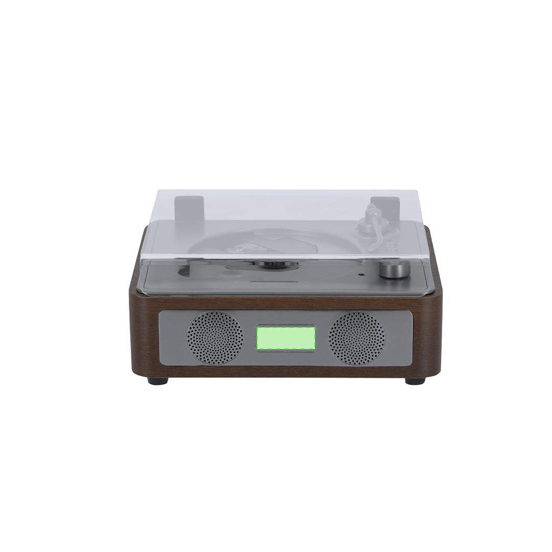 Reproductor de CD retro en madera con cubierta acrílica transparente, Bluetooth 2×3W y batería 2000 mAh