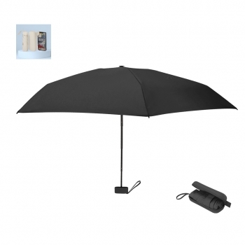 Paraguas plegable compacto de poliéster 190T antiviento en funda rígida de PU con cremallera