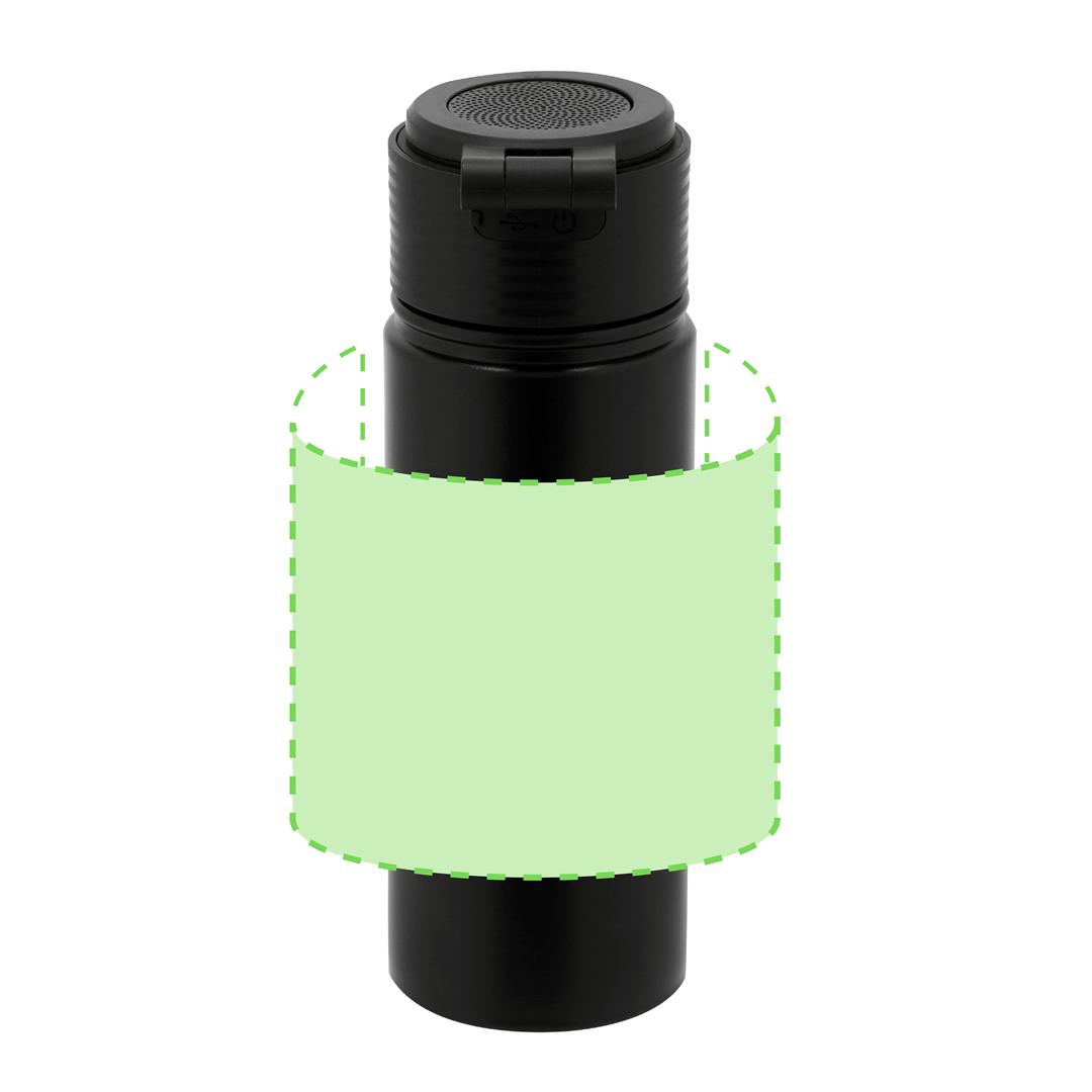 Bidón térmico de acero inox doble pared 500 ml con altavoz Bluetooth 5.4 de 3W y tapón versátil