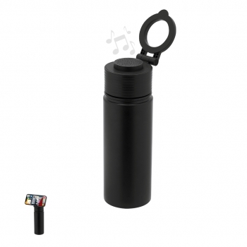 Bidón térmico de acero inox doble pared 500 ml con altavoz Bluetooth 5.4 de 3W y tapón versátil