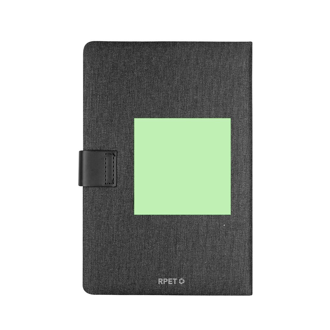 Bloc de notas bicolor de RPET 300D y PU con 80 hojas