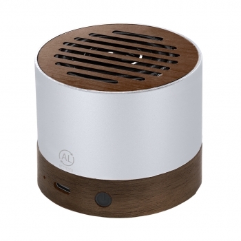 Altavoz Bluetooth 5.3 de aluminio reciclado con madera de nogal, 3W y distintivo reciclado