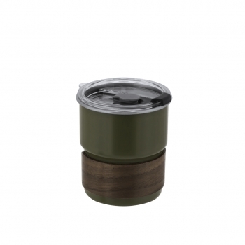 Vaso corto de acero inoxidable con detalles de madera 250 ml