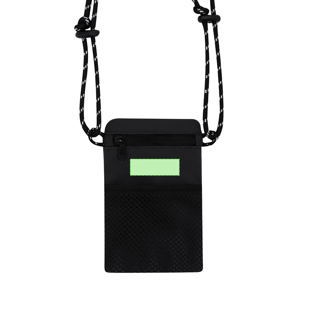 Portatodo de poliéster 150D con cremallera invisible negra, bolsillo rejilla y cinta bandolera