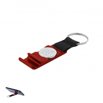 Llavero soporte de aluminio mate con moneda para carro y soporte para smartphone