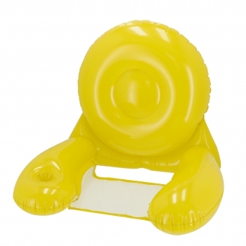 Sillón inflable premium de PVC con reposabrazos, respaldo y redecilla central de poliéster blanco de 56x32 cm — plegado especial