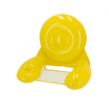Sillón inflable premium de PVC con reposabrazos, respaldo y redecilla central de poliéster blanco de 56x32 cm — plegado especial