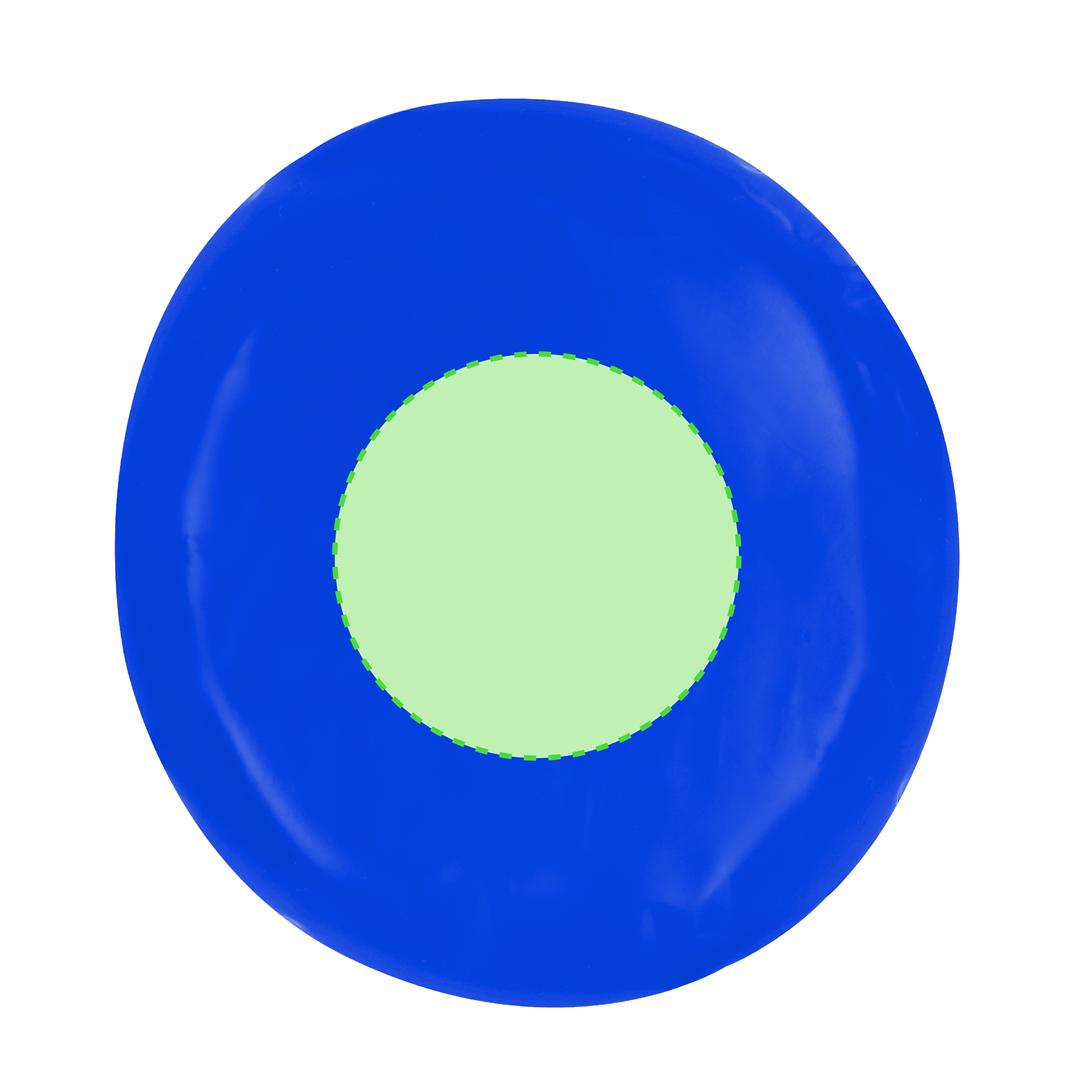 Almohadilla de playa 2 en 1 con función de frisbee: aro inflable circular de PVC con plegado especial para impresión — Ø20 cm