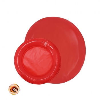 Almohadilla de playa 2 en 1 con función de frisbee: aro inflable circular de PVC con plegado especial para impresión — Ø20 cm
