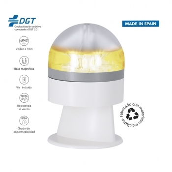 Luz emergencia V16 geolocalizada DGT 8 LEDs magnética homologada pila incluida