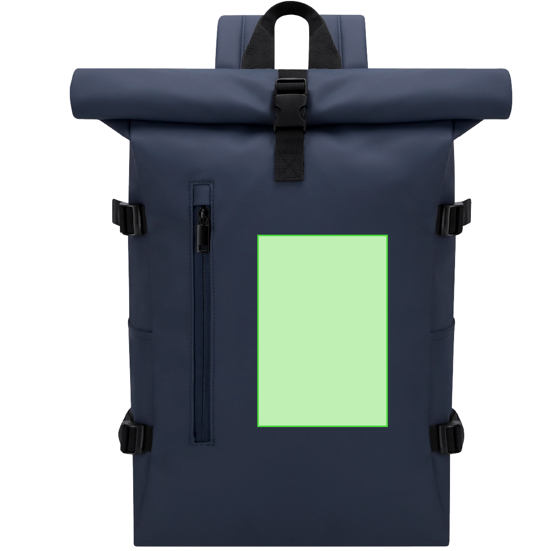 Mochila de PU enrollable con bolsillo trasero de acceso lateral y portátil 15