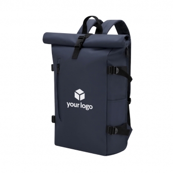 Mochila de PU enrollable con bolsillo trasero de acceso lateral y portátil 15