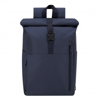 Mochila enrollable de RPET 300D con bolsillo trasero lateral y portátil 15