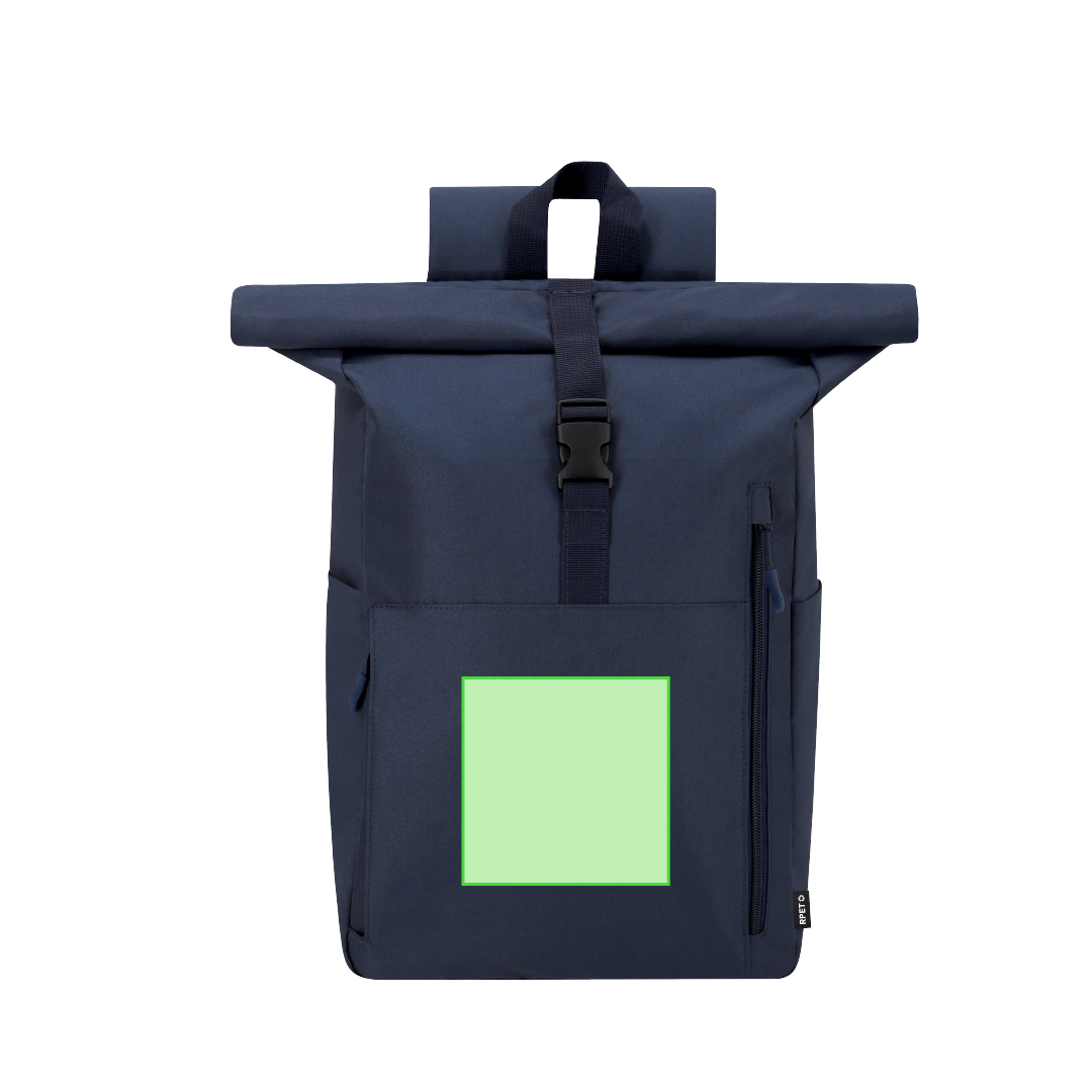 Mochila enrollable de RPET 300D con bolsillo trasero lateral y portátil 15