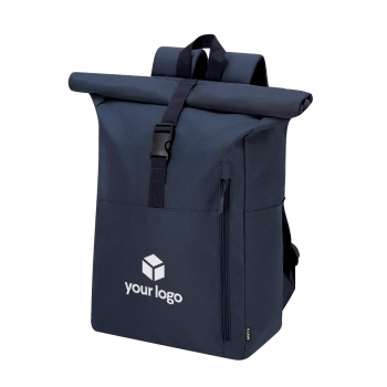 Mochila enrollable de RPET 300D con bolsillo trasero lateral y portátil 15
