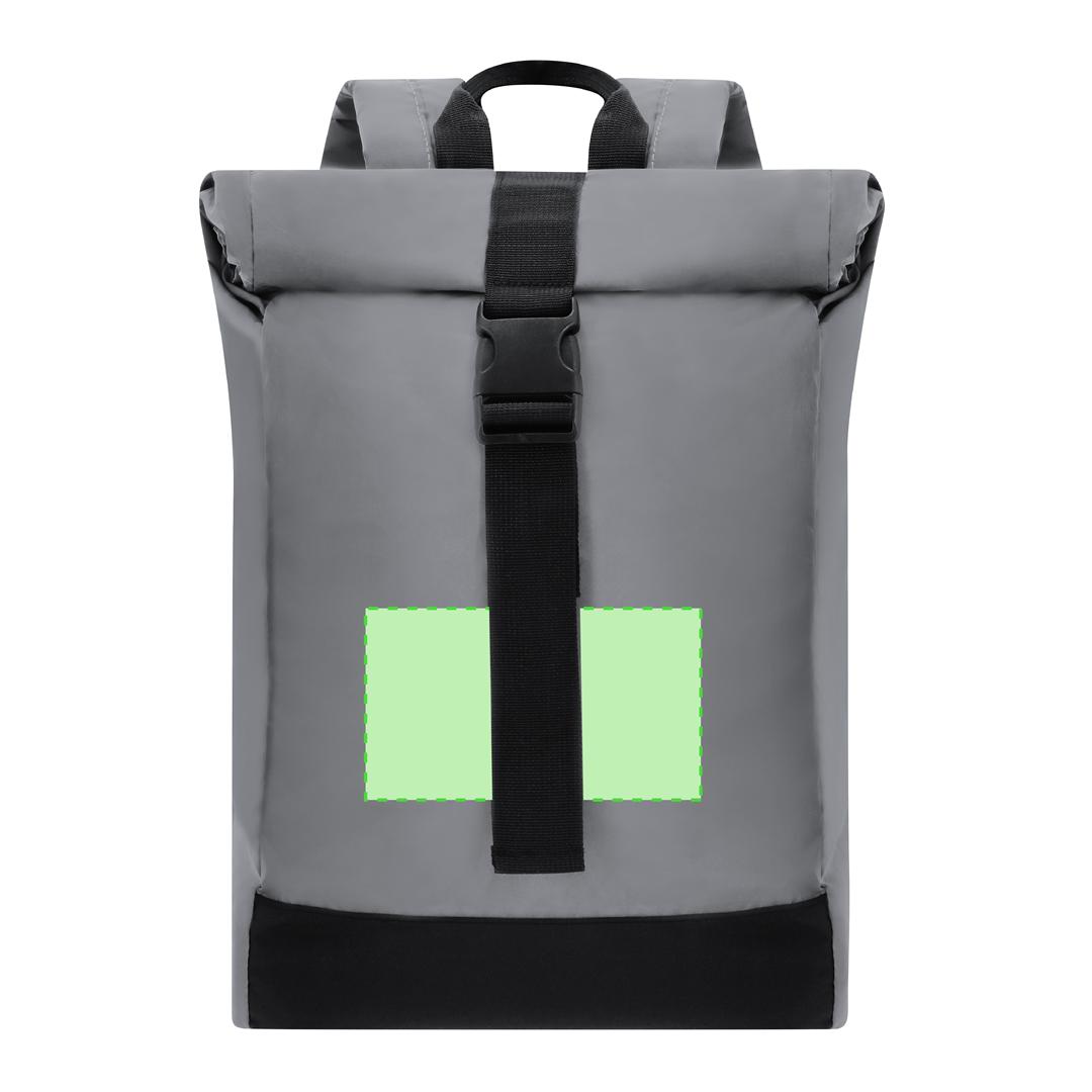 Mochila de poliéster 190T reflectante con cierre enrollable, portátil 15
