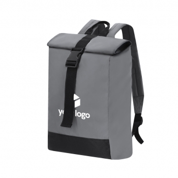 Mochila de poliéster 190T reflectante con cierre enrollable, portátil 15