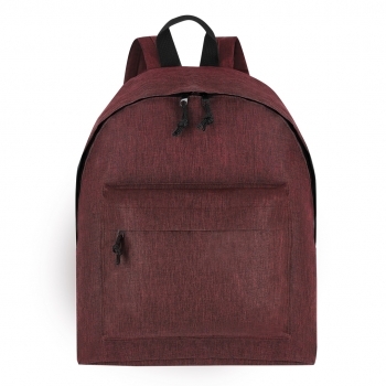 Mochila de RPET 600D efecto jaspeado con doble tirador metálico negro, bolsillo frontal y DTF3