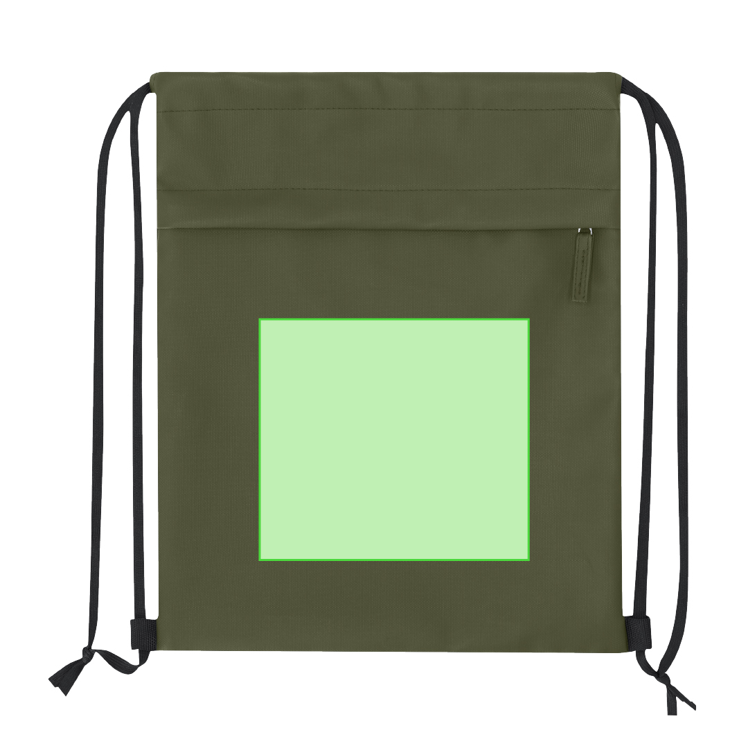 Mochila de cuerdas de PU y poliéster 600D con bolsillo frontal y tirador en PU