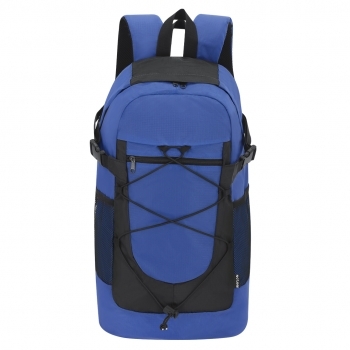 Mochila de nylon reciclado Ripstop con cremallera metalizada, cuerda elástica y cintas compactadoras