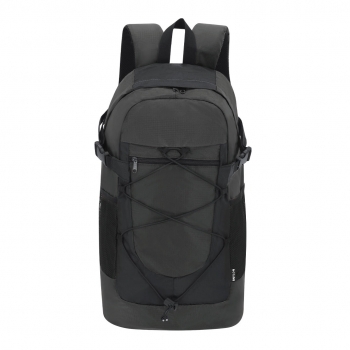 Mochila de nylon reciclado Ripstop con cremallera metalizada, cuerda elástica y cintas compactadoras