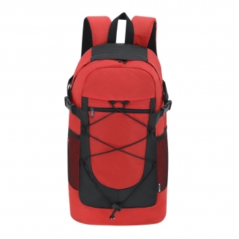 Mochila de nylon reciclado Ripstop con cremallera metalizada, cuerda elástica y cintas compactadoras