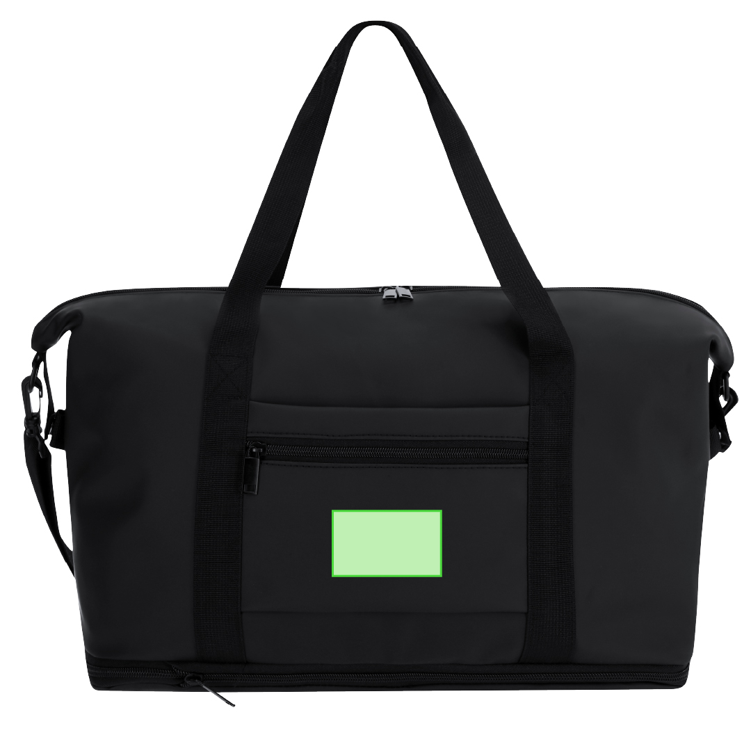 Bolso extensible de PU con bolsillo trolley frontal, tiradores metálicos y bandolera ajustable