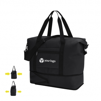 Bolso extensible de PU con bolsillo trolley frontal, tiradores metálicos y bandolera ajustable
