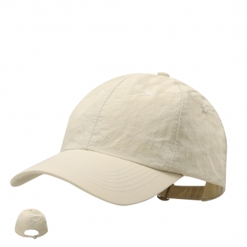Gorra de soft nylon de 6 paneles con ventilación, cierre de hebilla metálica ajustable