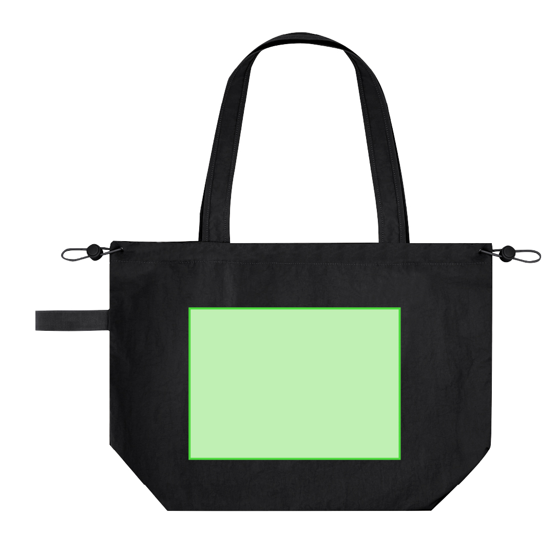 Bolsa de soft nylon 135 g/m² plegable con bolsillo interior, asas largas 70 cm y cinta elástica