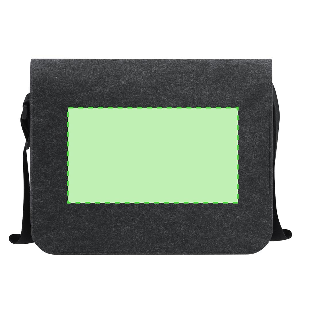 Bandolera de fieltro RPET con compartimento portátil/documentos, velcro interior y DTF2