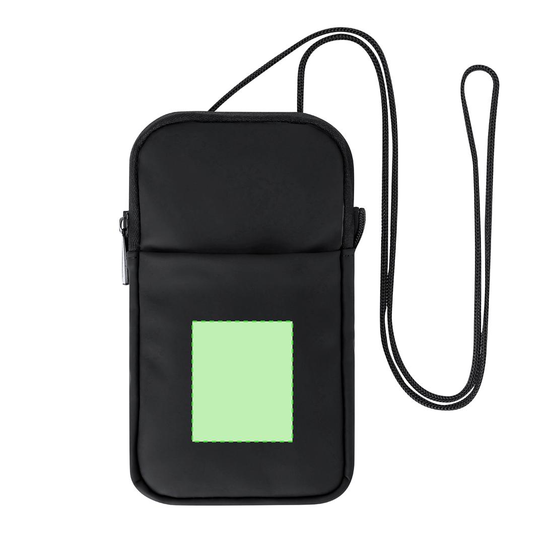 Portatodo de PU suave con cremallera invisible, tirador metálico, cinta cordón y bolsillo exterior