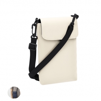 Portatodo de PU suave con solapa velcro y doble mosquetón giratorio plano