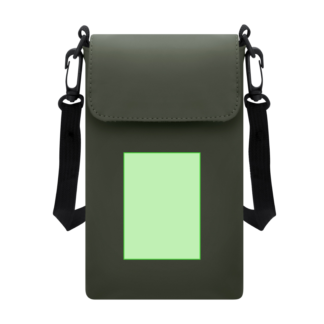 Portatodo de PU suave con solapa velcro y doble mosquetón giratorio plano
